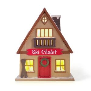Target Bullseye Playground Light Up SKI LODGE CHALET Mini Christmas Village NWT